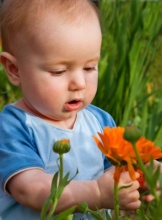 baby with flower